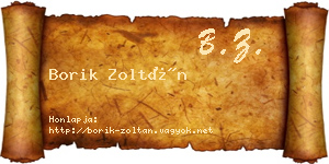 Borik Zoltán névjegykártya